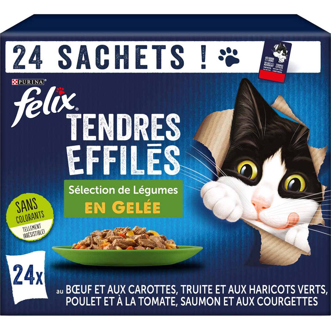 Sachets pour chat - Tendres Effilés en Gelée - légumes