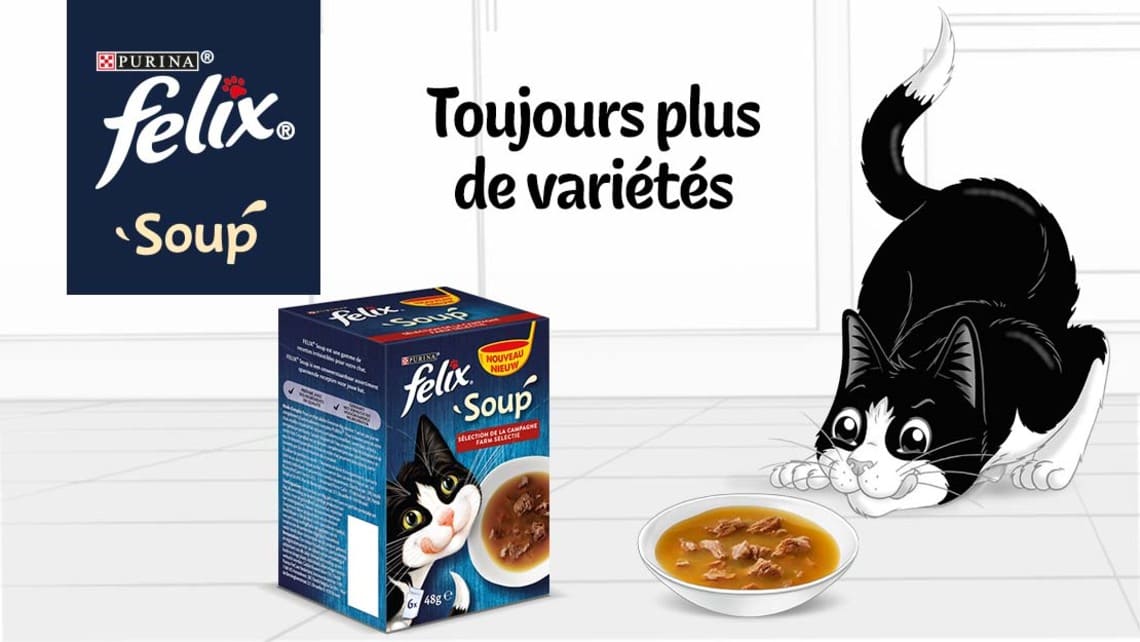 Purina Felix Soup Nourriture humide saveur thon pour chat adulte