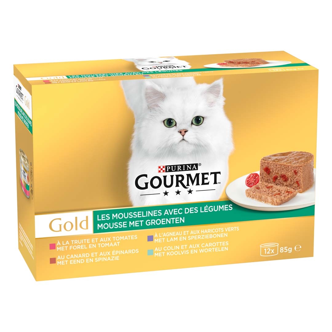 GOURMET - Boîtes GOLD Les Mousselines avec des Légumes pour chats - 12x85g