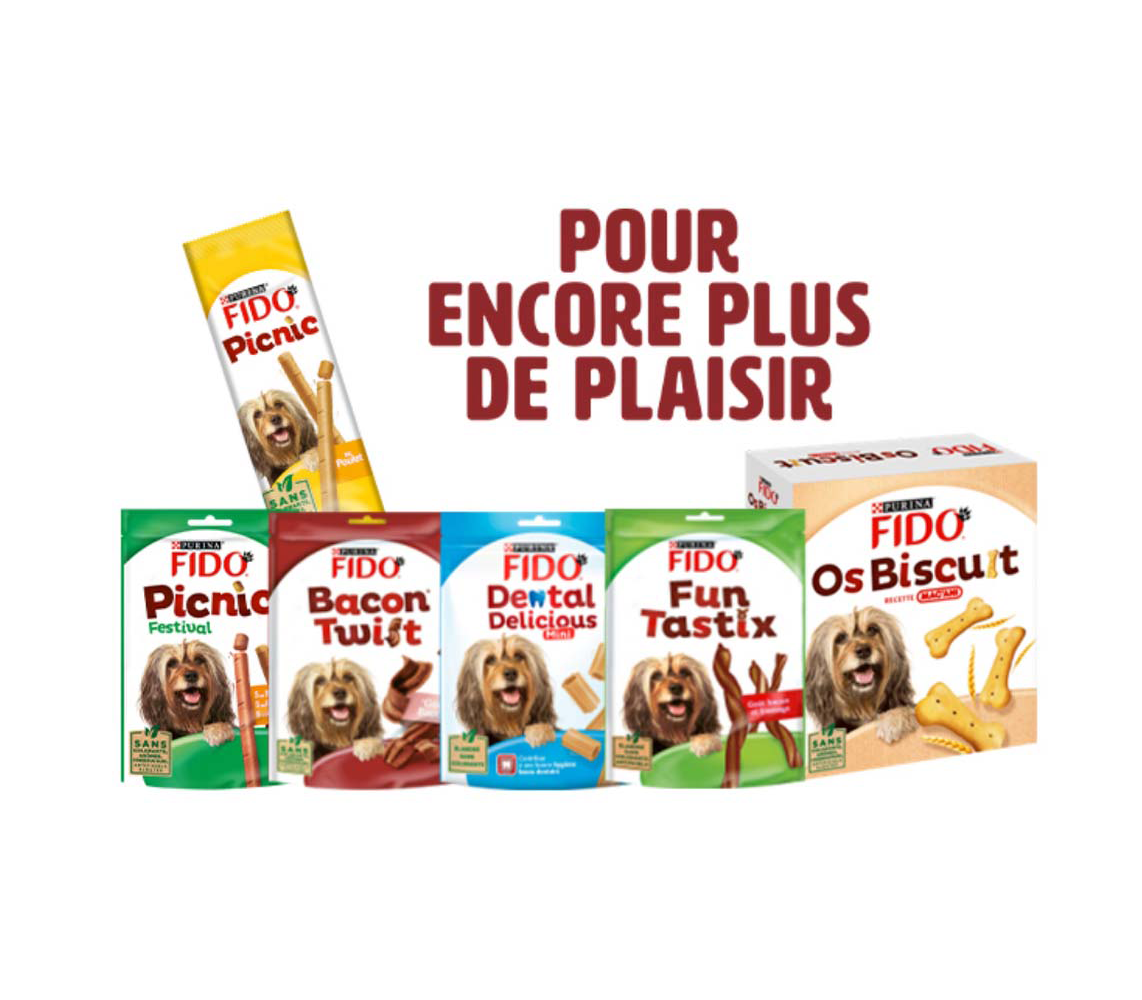 Les packs des friandises et des biscuits FIDO®