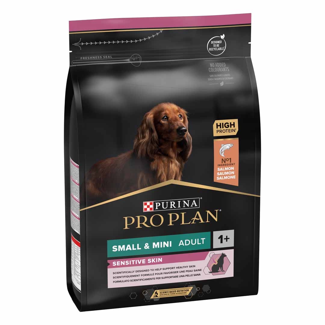 PURINA® PRO PLAN® SMALL & MINI ADULT SENSITIVE SKIN - RICHE EN SAUMON - Croquettes pour petit chien à la peau sensible