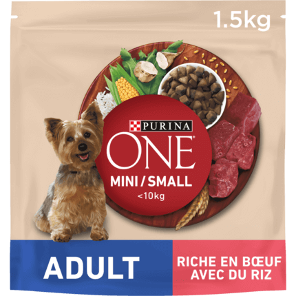 Purina® ONE® MINI/SMALL < 10kg Adult Riche en Bœuf avec du riz - Croquettes pour petit chien adulte