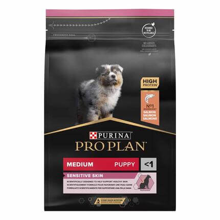 PURINA® PRO PLAN® MEDIUM PUPPY SENSITIVE SKIN - RICHE EN SAUMON - Croquettes pour chiot à la peau sensible