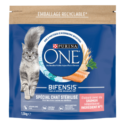 Purina® ONE® - Croquettes pour Chat Stérilisé au Saumon et au Blé