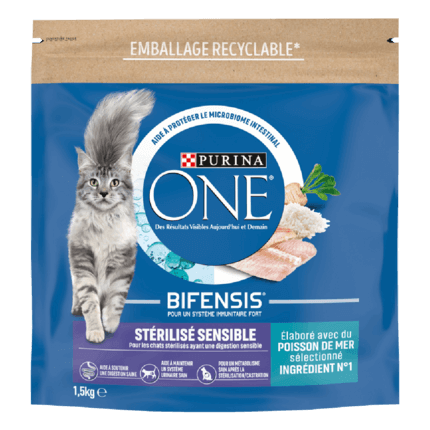 Purina® ONE® - Croquettes pour Chat Stérilisé Sensible aux Poissons de mer