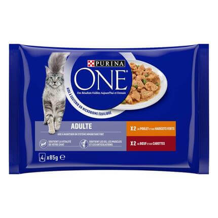 Purina ONE® - Sachets pour Chat Adulte au Bœuf et au Poulet