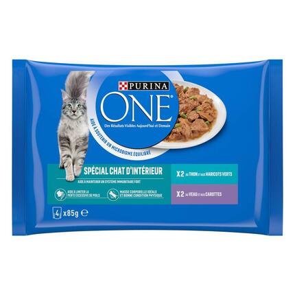 Purina® ONE® - Sachets pour Chat d'Intérieur au Veau et au Thon