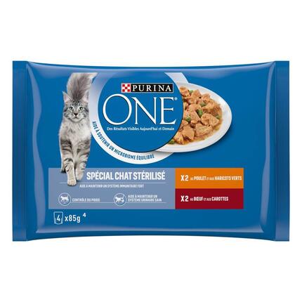 Purina® ONE® - Sachets pour Chat Stérilisé au Bœuf et au Poulet