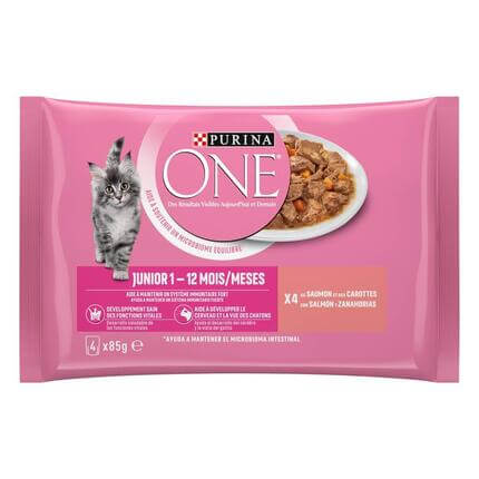 Purina® ONE® - Sachets pour Chaton au Saumon et aux Carottes​