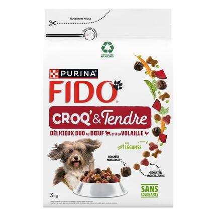 FIDO® CROQ' & TENDRE® Délicieux Duo de Bœuf & Volaille aux Légumes - Croquettes pour Chien