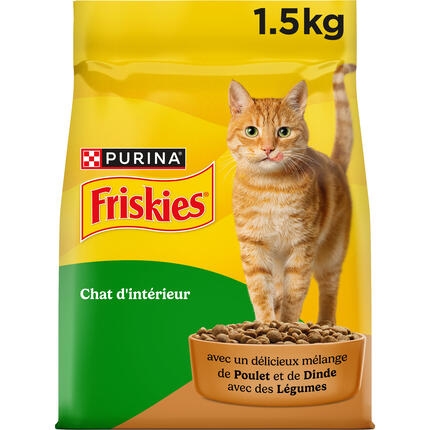 FRISKIES® Pour Chats D’intérieur - Croquettes avec un délicieux mélange de Poulet et de Dinde avec des Légumes