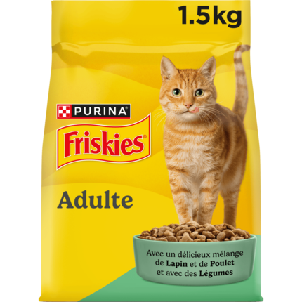 FRISKIES® CHAT ADULTE - Croquettes avec un délicieux mélange de Lapin et de Poulet avec des Légumes