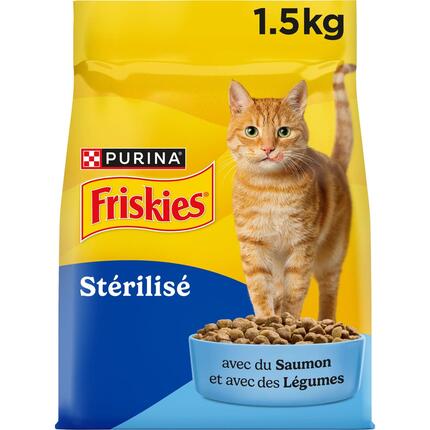 FRISKIES® pour chat Stérilisé 1,5kg - Croquettes avec du Saumon et aux Légumes
