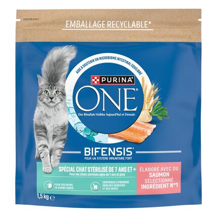 PURINA ONE BIFENSIS Spécial chat stérilisé de 7 ans et + Saumon  1,5kg