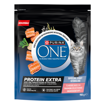 PURINA® ONE® Protein Extra, Élaboré avec du saumon sélectionné - croquettes pour chat
