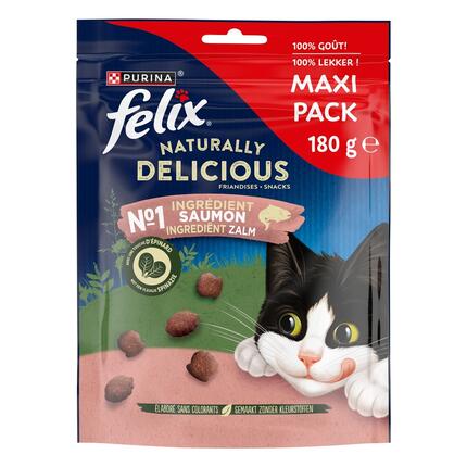 FELIX® Naturally Delicious riche en Saumon avec une touche d'Épinard - Friandises pour Chat