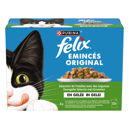 FELIX® - Sachets d'Émincés en Gelée pour Chat - Sélection de Volailles avec des Légumes