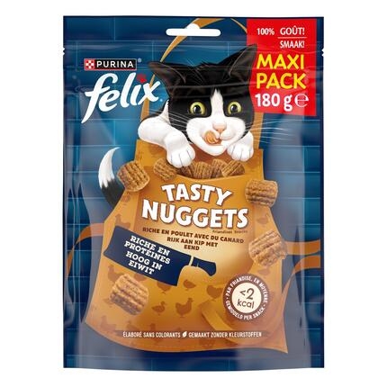 FELIX® Tasty Nuggets Riche en Poulet avec du Canard – Friandises pour Chat