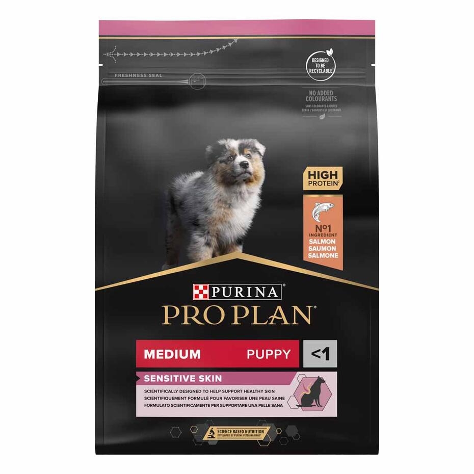 PURINA® PRO PLAN® MEDIUM PUPPY SENSITIVE SKIN - RICHE EN SAUMON - Croquettes pour chiot à la peau sensible