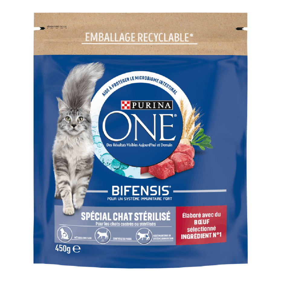 Purina® ONE® - Croquettes pour Chat Stérilisé au Bœuf et au Blé