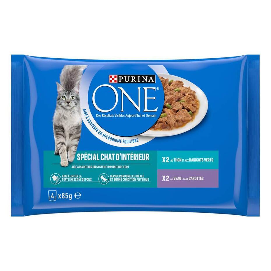 Purina® ONE® - Sachets pour Chat d'Intérieur au Veau et au Thon