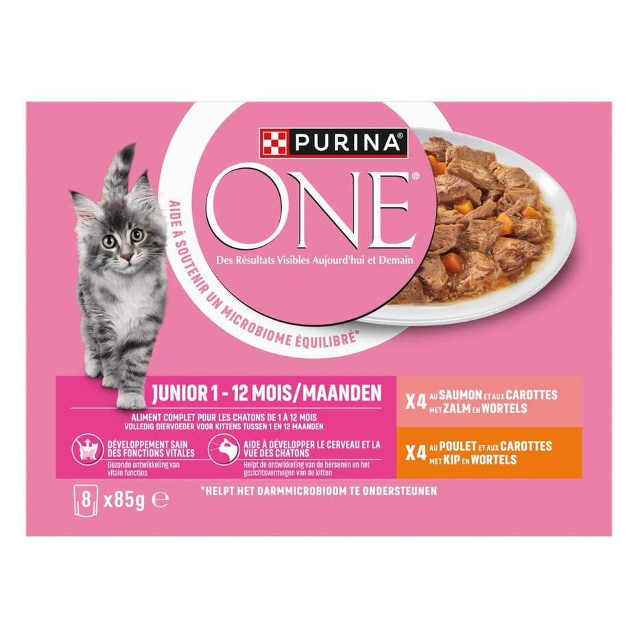 Purina® ONE® - Sachets pour Chaton au Saumon, au Poulet et aux Carottes