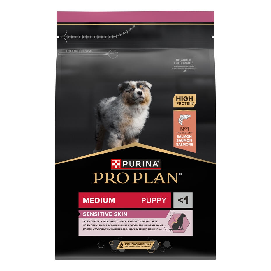 PURINA® PRO PLAN® MEDIUM PUPPY SENSITIVE SKIN - RICHE EN SAUMON - Croquettes pour chiot à la peau sensible