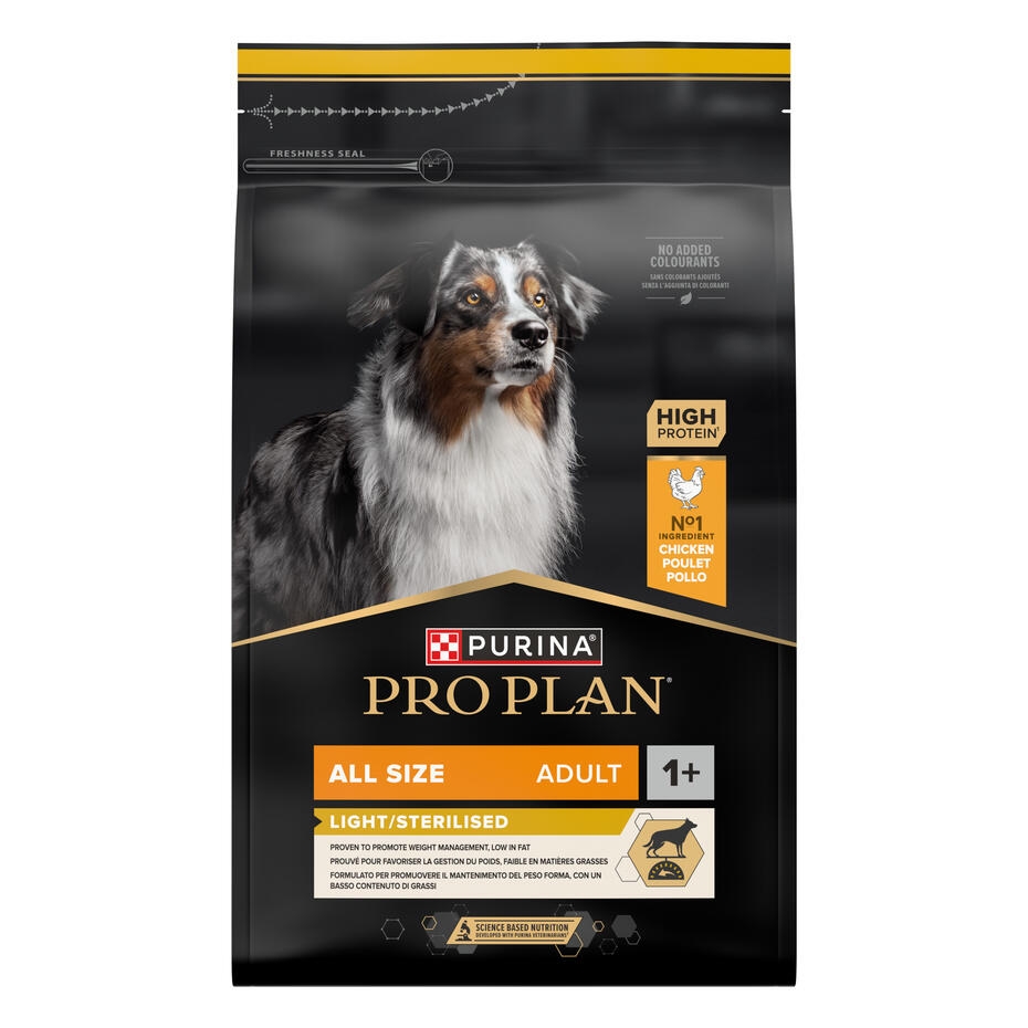 PURINA® PRO PLAN® ALL SIZE ADULT LIGHT / STERILISED  - RICHE EN POULET- Croquettes pour chien stérilisé ou en surpoids