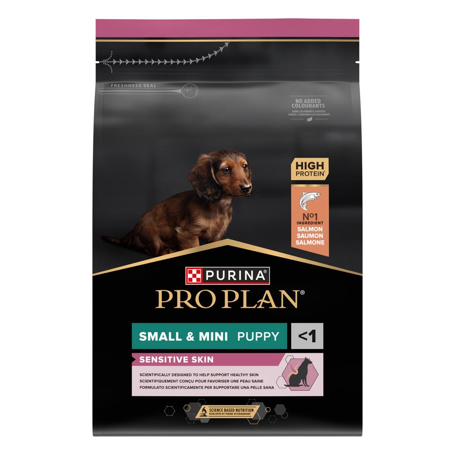 PURINA® PRO PLAN® SMALL & MINI PUPPY SENSITIVE SKIN - RICHE EN SAUMON - Croquettes pour chiot à la peau sensible
