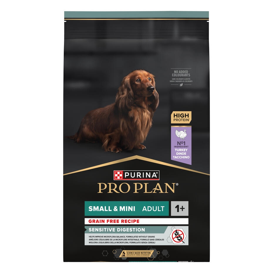PURINA® PRO PLAN® SMALL & MINI ADULT SENSITIVE DIGESTION GRAIN FREE - RICHE EN DINDE - Croquettes sans céréales pour petit ch