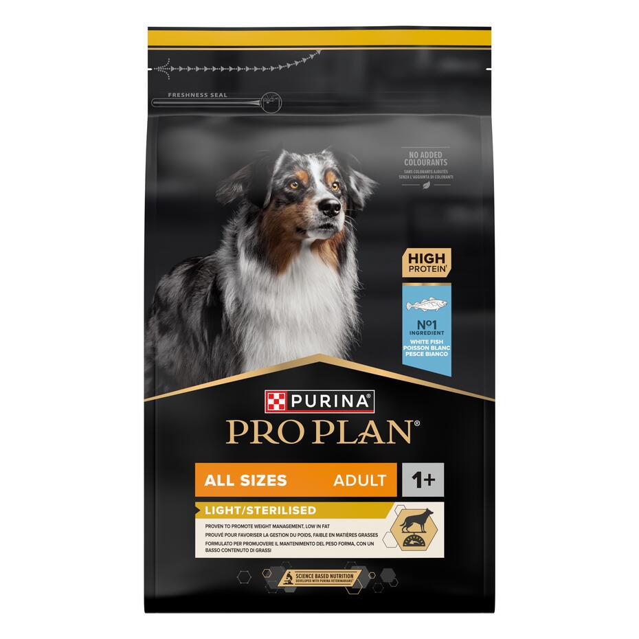 PURINA® PRO PLAN® All Sizes Adult Dog Light / Sterilised Riche en Poisson blanc