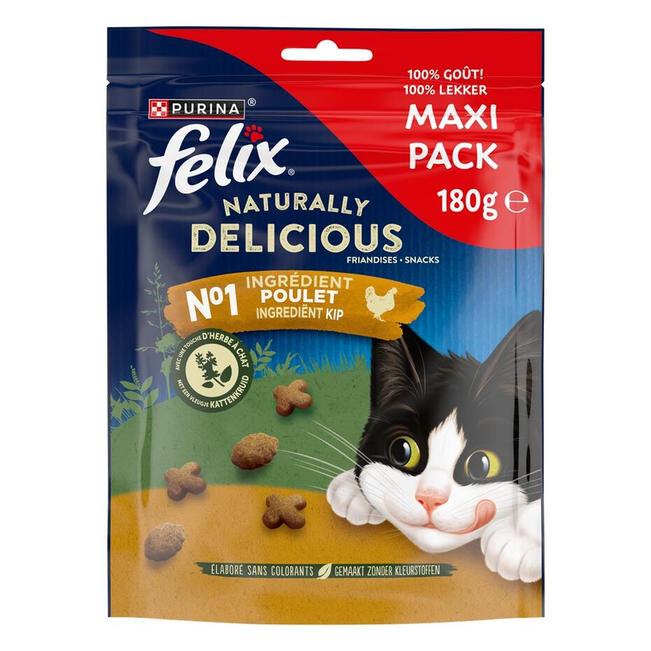 FELIX® Naturally Delicious riche en Poulet avec une touche d'Herbe à Chat - Friandises pour Chat