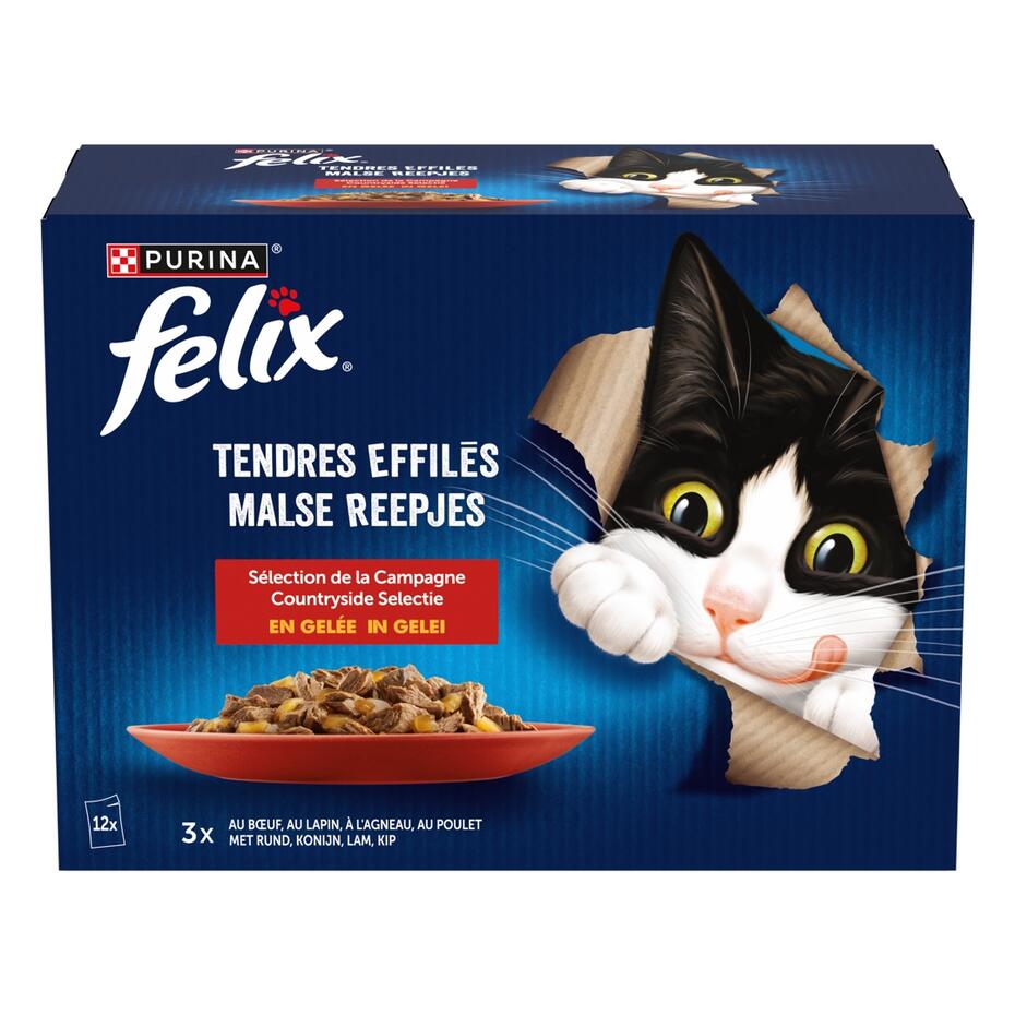 FELIX® - Sachets pour chat Tendres Effilés en Gelée - Sélection Campagne