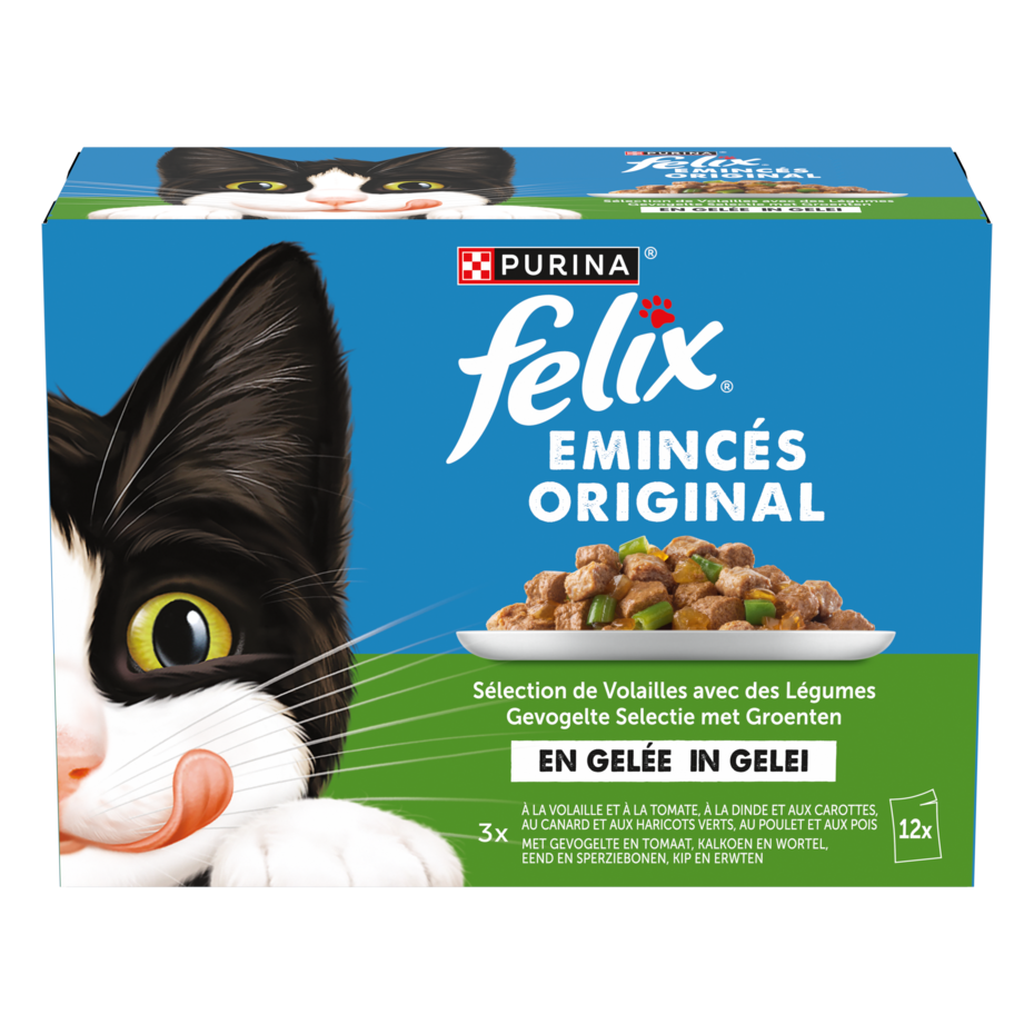 FELIX® - Sachets d'Émincés en Gelée pour Chat - Sélection de Volailles avec des Légumes