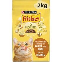 FRISKIES® ADULTE Croquettes pour Chat avec un délicieux mélange de Poulet et de Dinde avec des Légumes