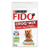 FIDO CROQ’ MIX Chiens -25Kg Au Bœuf & aux Légumes Croquettes pour Chien