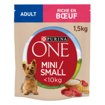 PURINA ONE® MINI/SMALL < 10kg Adult Riche en Bœuf avec du riz - Croquettes pour petit chien adulte