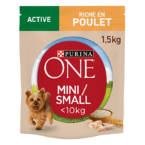 PURINA ONE® MINI/SMALL < 10kg Active, Riche en Poulet avec du Riz - Croquettes pour petit chien actif