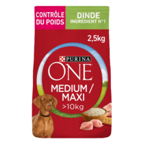 PURINA ONE® MEDIUM MAXI > 10kg Weight Control, Riche en Dinde avec du Riz - Croquettes pour chien en surpoids ou stérilisé