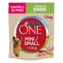 PURINA ONE® MINI/SMALL < 10kg Contrôle du Poids / Chiens stérilisés Riche en Dinde avec du Riz - Croquettes pour chien en sur