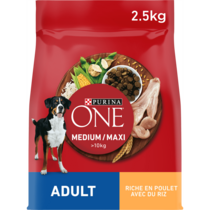 Purina® ONE® Medium / Maxi > 10kg Adult Riche en Poulet avec du Riz - Croquettes pour chien