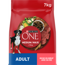 PURINA ONE® Medium / Maxi > 10kg Croquettes pour chien adulte Riche en Bœuf avec du Riz