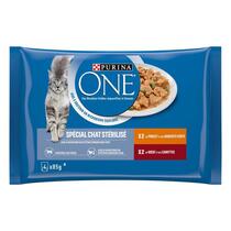 Purina® ONE® - Sachets pour Chat Stérilisé au Bœuf et au Poulet