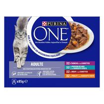Purina ONE® - Sachets pour Chat Adulte au Bœuf, au Poulet, à l’Agneau et au Poisson de mer
