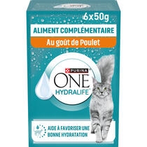 PURINA ONE® HYDRALIFE™  au goût de Poulet - aliment complémentaire pour aider à favoriser l'hydratation de votre chat