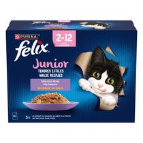 Emballage PURINA® FELIX® TENDRES EFFILES Junior Sélection aux Viandes et aux Poissons en Gelée Nourriture pour chaton