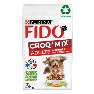FIDO CROQ’ MIX Adulte Au Bœuf & aux Légumes Croquettes pour Chien