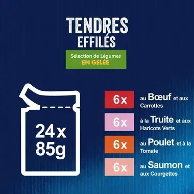 FELIX Tendres Effilés Sélection mixte avec des légumes Types de Recettes