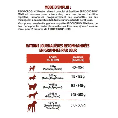 FIDO CROQ’ MIX Adulte Au Bœuf & aux Légumes Croquettes pour Chien Mode d'Emploi