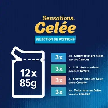 FELIX Sensations en Gelée pour chat Sélection de Poissons Types de Recettes